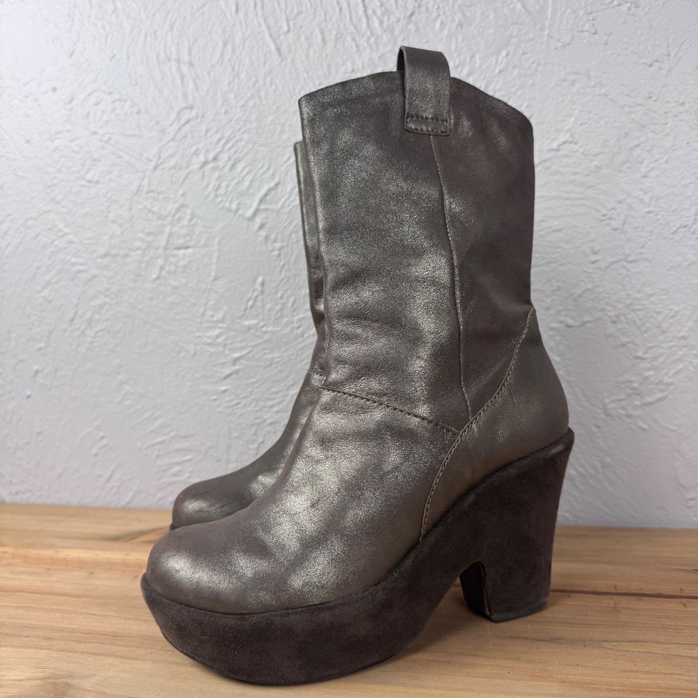 Y2K Metallic Brown Platform Boots Sz 6 David Bowie style Kork Ease 70s style